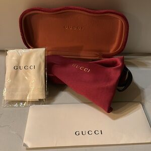 GUCCI Red Small Hard Sunglasses Case, Bag, Cloth, Card Card